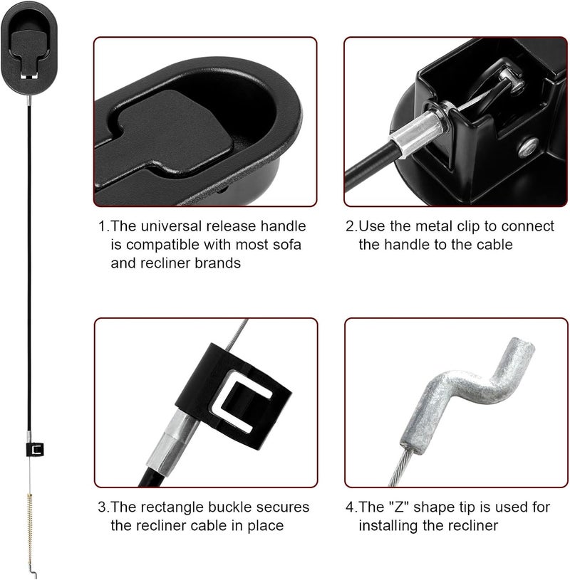 Nonley Recliner Pull Handle - Universal Replacement Parts for Most Major Recliner Couch Sofa Chair Furniture - Image 5